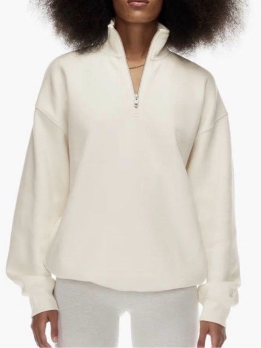 ARITZIA TNA Cozy Fleece Mega 1/4 Zip Oversized Pullover Sweatshirt Small Cream